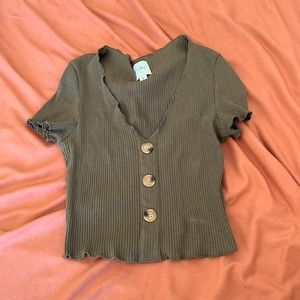 Princess Polly crop green shirt